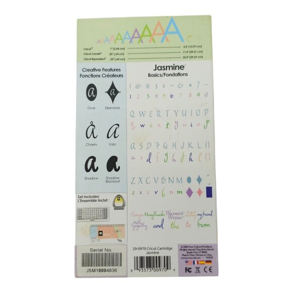 Cricut Provo Craft Font Cartridge Jasmine 290970 Link Status Unknown - Picture 3 of 12